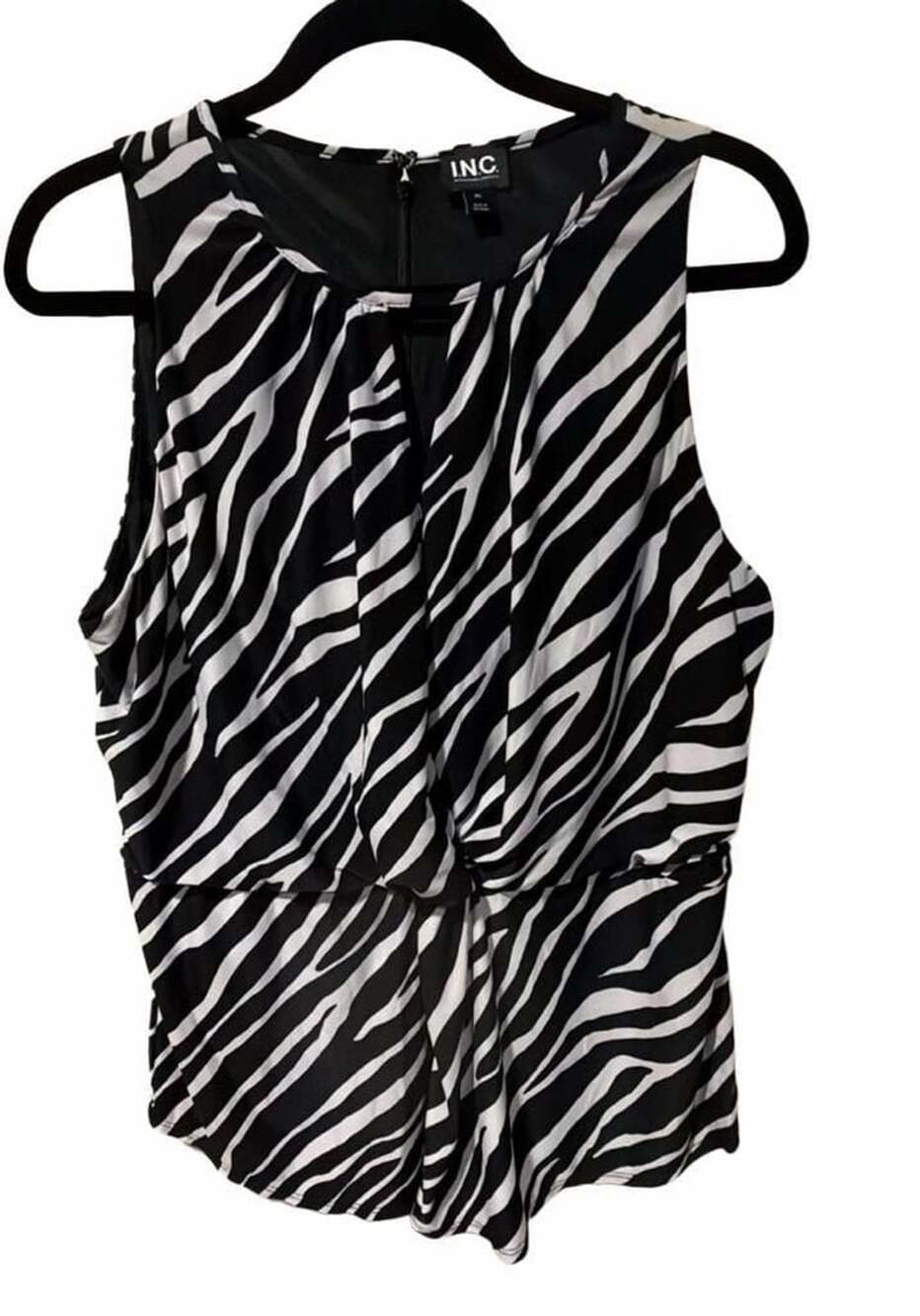 INC International Concepts Zebra Print Sleeveless Blouse Top XL